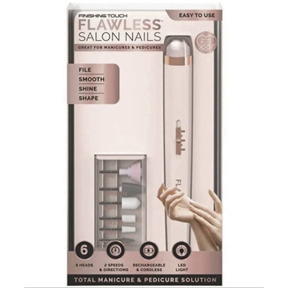 Flawless Salon Nails Manicure Pedicure File‎ Smooth Shine And Shape Rechargeable